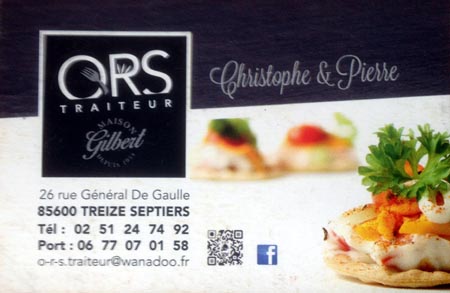 carte de visite du restaurant
